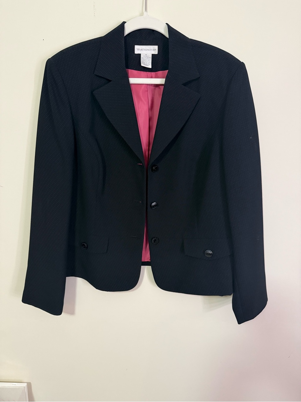 Worthington Black Blazer with Pink Lining